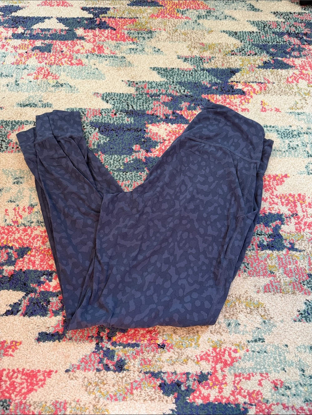 lululemon athletica Navy Blue Leopard-Print joggers with front pockets